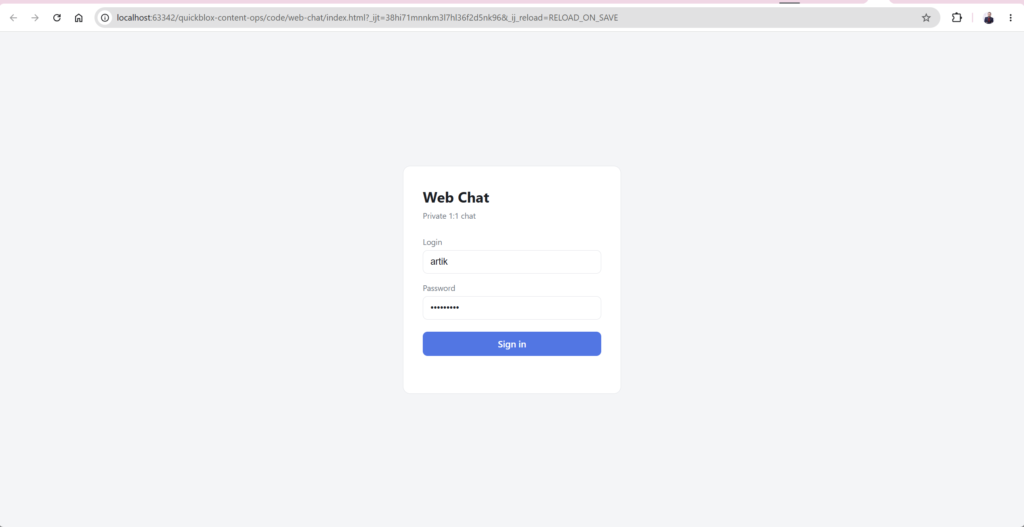 login screen